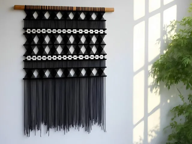 Large Black Macrame Wall Hanging [CONTRO]