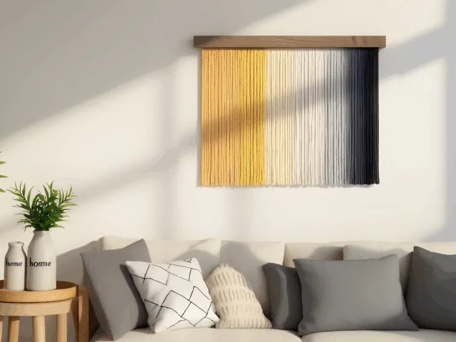 Ombre hand-dyed Fibre Art Wall Hanging [Scandi Yellow]